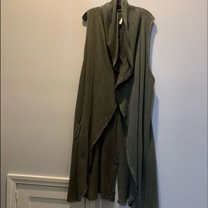 French terry maxi vest with shawl collar
